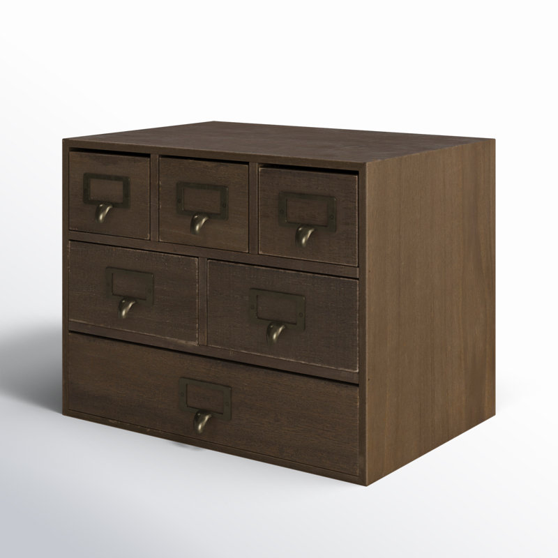 Rangement de bureau 6 tiroirs Apothecary, Brun rustique