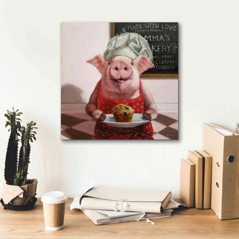 «Pinkies Bakery» par Lucia Heffernan, art mural sur toile, H 18 po x l 18 po x P 0,75 po