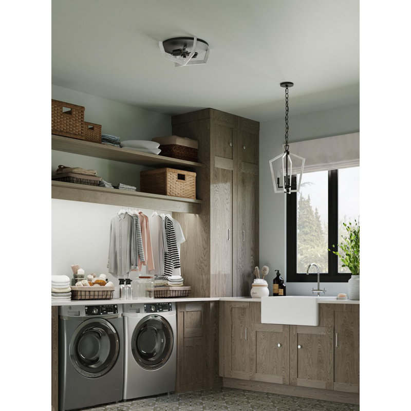 Flush Mount, Matte Black/Brushed Nickel