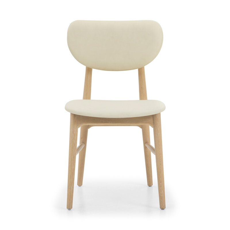 Stella Upholstered Dining Chair, Saddle, White