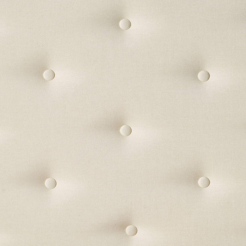 Tête de lit simple ivoire en tissu d'aspect lin - Point de diamant touffeté avec garniture cloutée et pieds réglables en métal