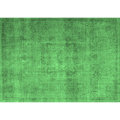 Tapis oriental en laine / polyester tissé à la machine en vert / gris