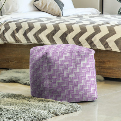 Repose-pieds cubique à rayures classic basketweave