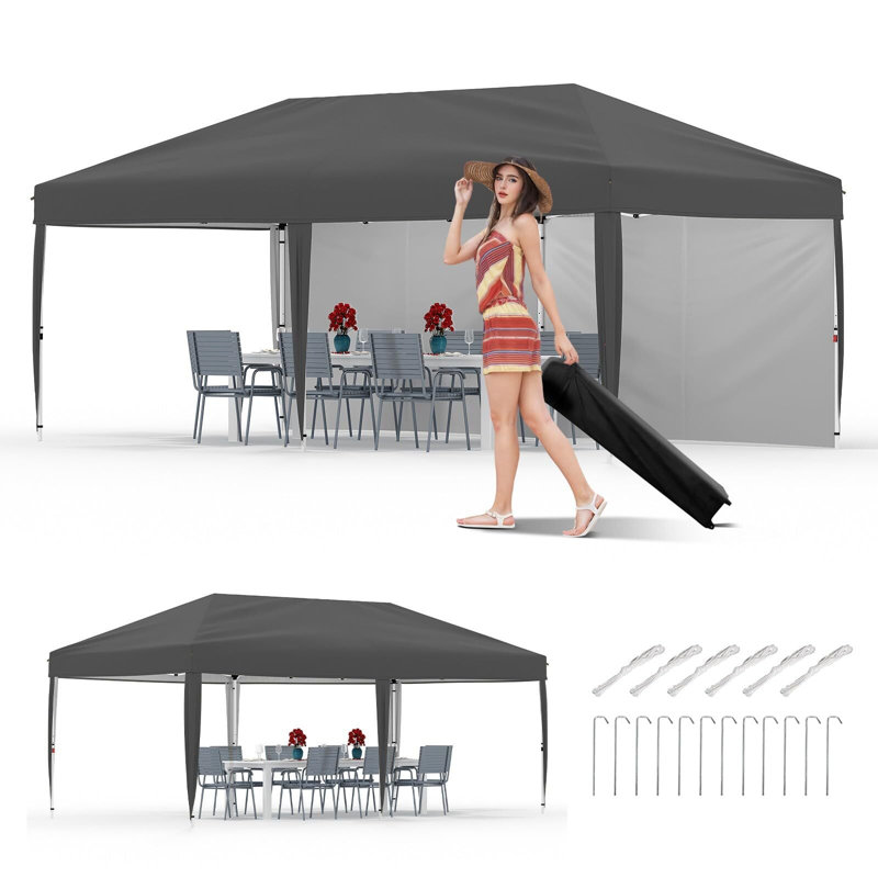 10'x 20' Pop up Canopy Tent, Heavy Duty Outdoor Canopy Tent, Instant Easy Setup Commercial Canopy Tent, Portable Outdoor Tent for Farmers' Market, Wedding, Patio, Party, Event