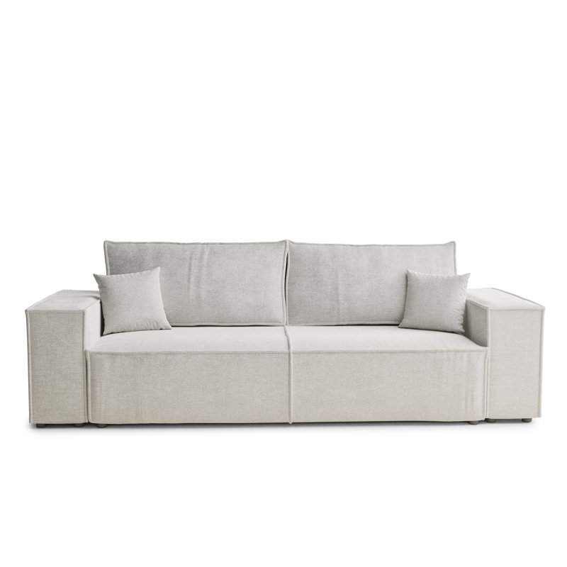 3 Seater Reclining Sofa, Beige Grey Polyester/Chenille