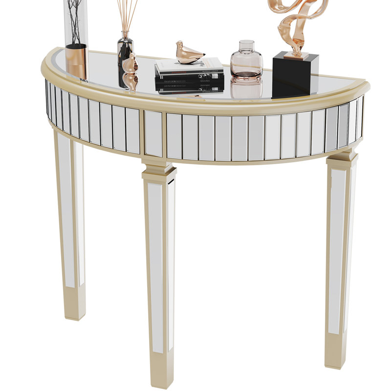 Ancuta 90cm Glass Console Table, Gold