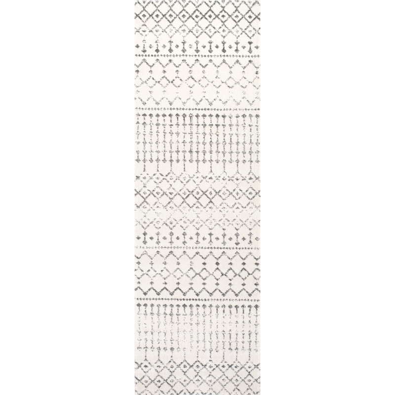 Tapis marocain à motif géométrique gris / blanc cassé Giannini, Carré 8 pi