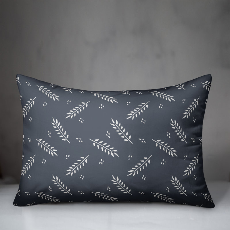  Coussin décoratif floral intérieur / extérieur en polyester, H 14 po x l 20 po, Ardoise