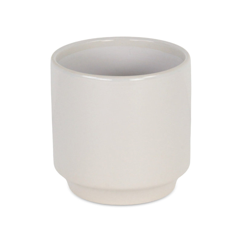Handmade Ceramic Pot Planter, White, 5.75" H x 5.75" W x 5.75" H