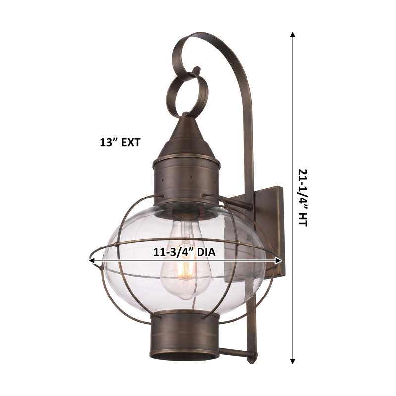 - Wurster - 1 lumière - 21 po - Laiton foncé - Laiton massif - Applique murale, Transparent, Laiton foncé