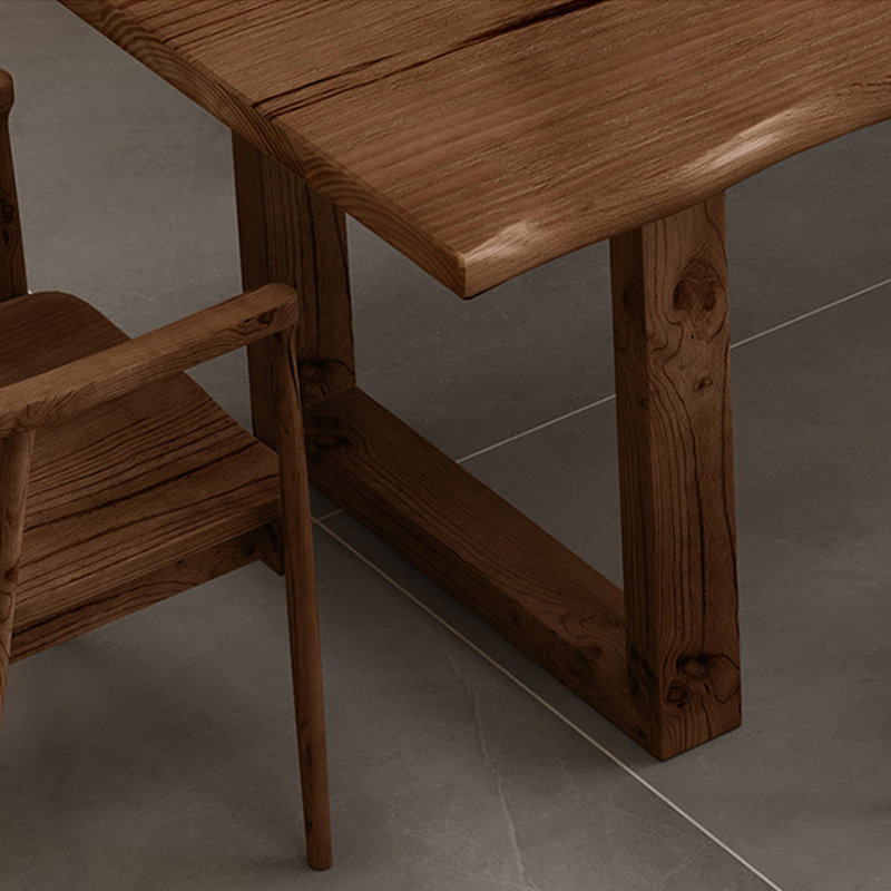 Brown Rectangular Solid Wood Sled Dining Table, 29.53"H x 78.74"L x 31.50"W