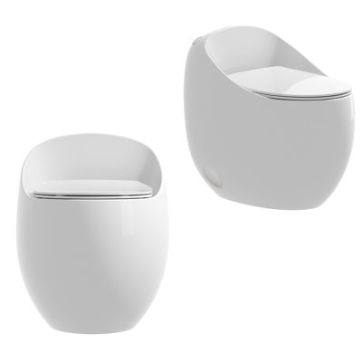 Egg-Shaped Modern Toilet – 1-Piece, 1.28 GPF, Single Flush, Glossy White, Water-Efficient Design