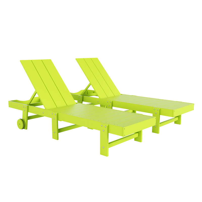 Ensemble de chaises longues inclinables en polyuréthane Joubert, Lime