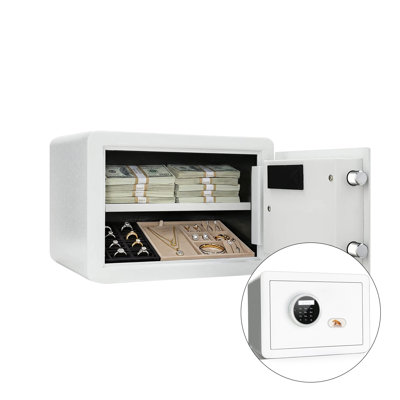 Petit coffre-fort de 1,2 pi3 avec clavier numérique TigerKing pour garde-robe, appartement, dortoir, bureau à domicile, blanc