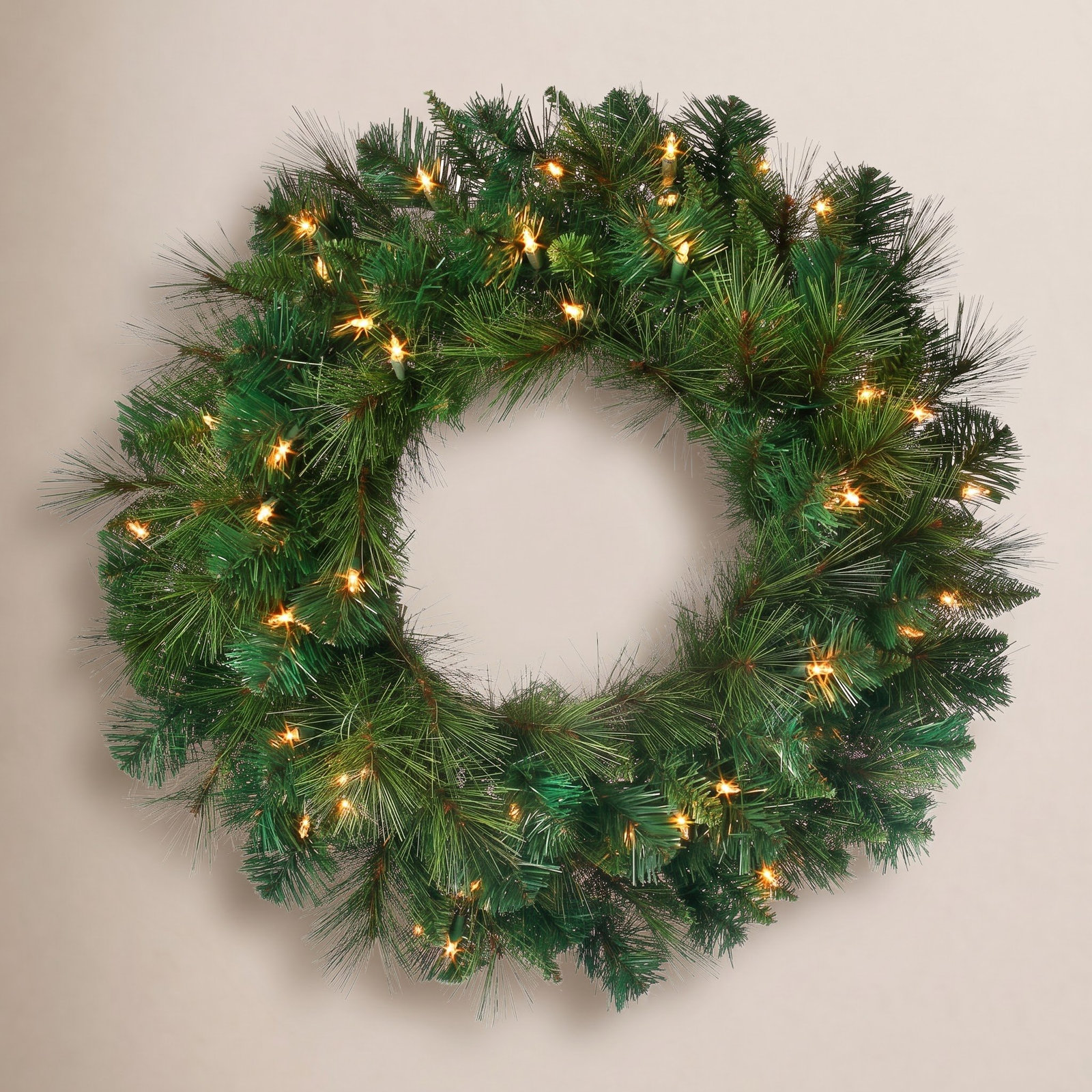 Surrey Faux Lighted Pine Wreath, 24" H x 24" W x 4" D