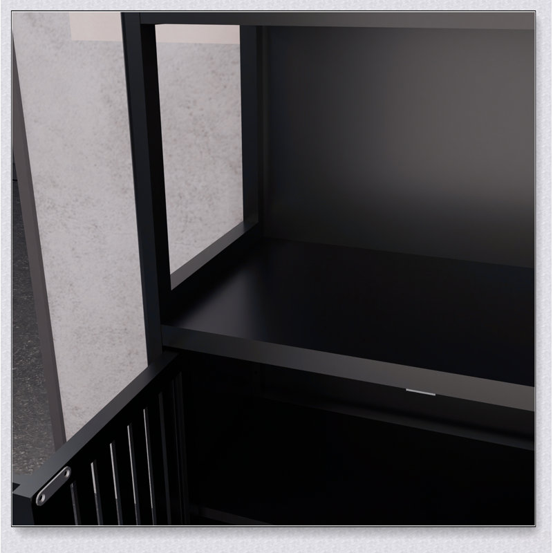 Armoire de rangement polyvalente en bambou noir avec 2 portes, parfaite pour la salle de bain, le salon et l'organisation de la cuisine