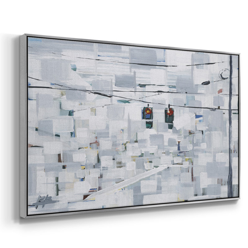 " Stop On White ", 27" H x 41" W x 2" D, Walnut Floater Framed Canvas