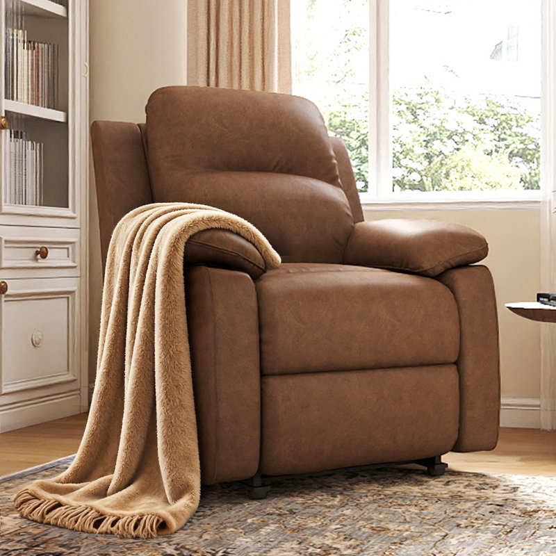 31.9" W Upholstered Manual Recliner, Brown