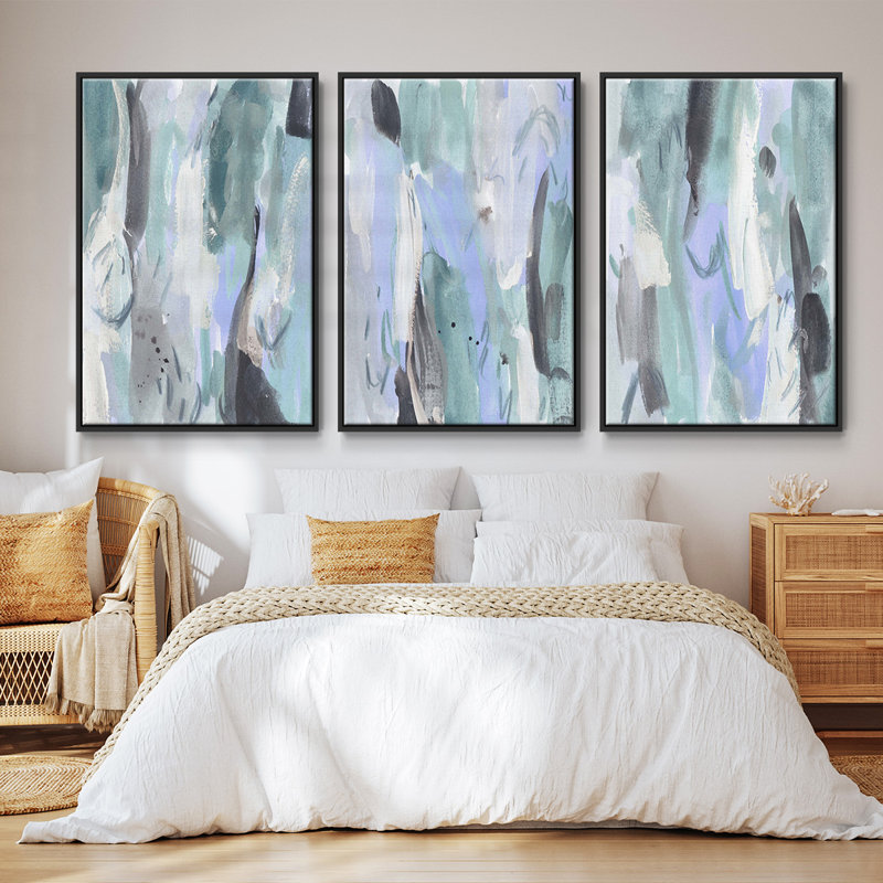 «Ocean Crush I», ensemble de 3 toiles encadrées, Noir, H 40 po x l 78 po
