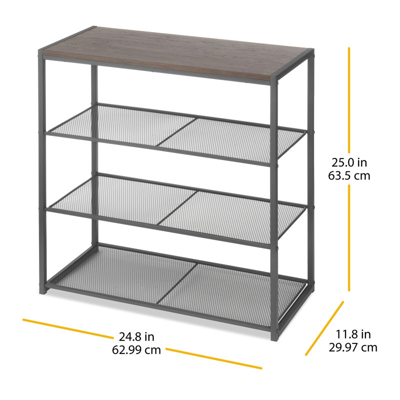 Rebrilliant 4-Tier Wood & Metal Mesh Shelf | Wayfair