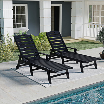 Ensemble de 2 chaises longues d'extérieur