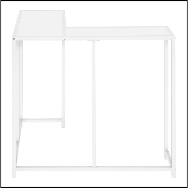 Table d'appoint, console, entrée, étroit, d'angle, salon, chambre à coucher, stratifié blanc, métal blanc, contemporain, moderne