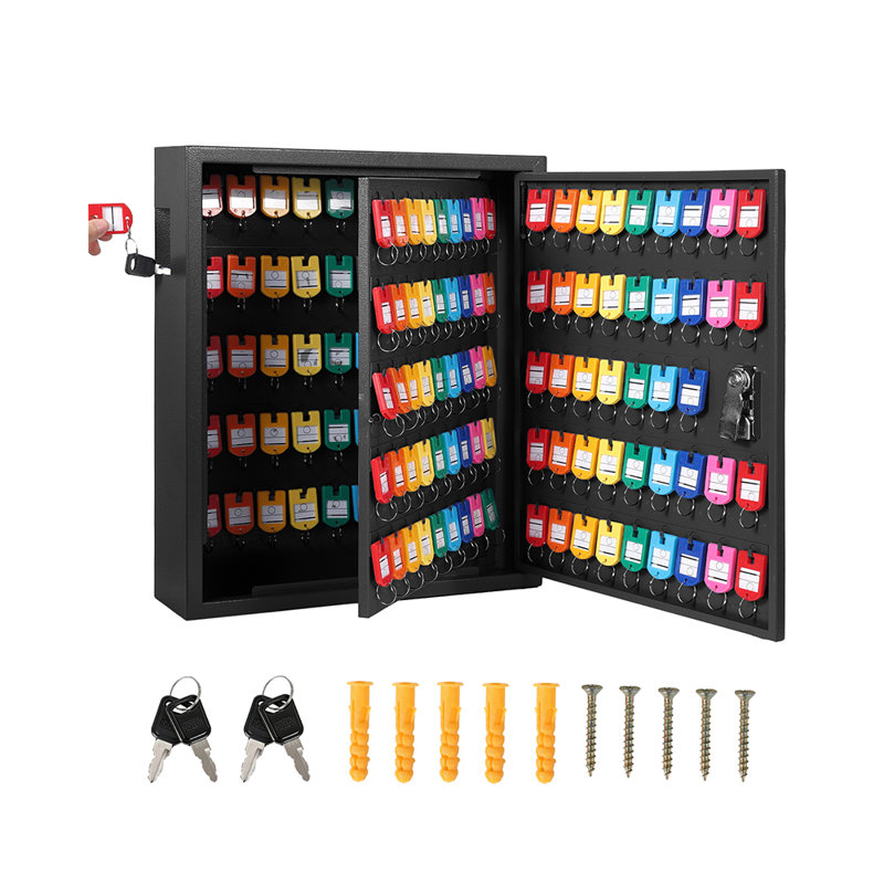 150-Key Wall-Mount Cabinet Organizer, Heavy-Duty Steel Lock Box with 133 Hooks, Color-Coded Tags & 2 Keys, Secure Key Storage for Hotels, Offices, Valet & Car Keys