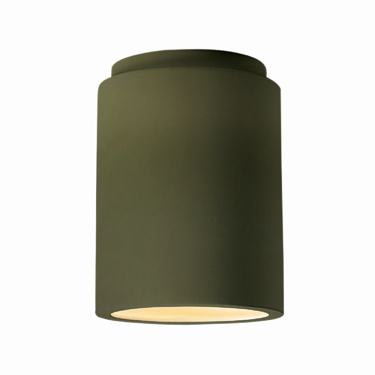 Sumatra Single Light Ceramic Flush Mount, Matte Green, LED (Integrated)