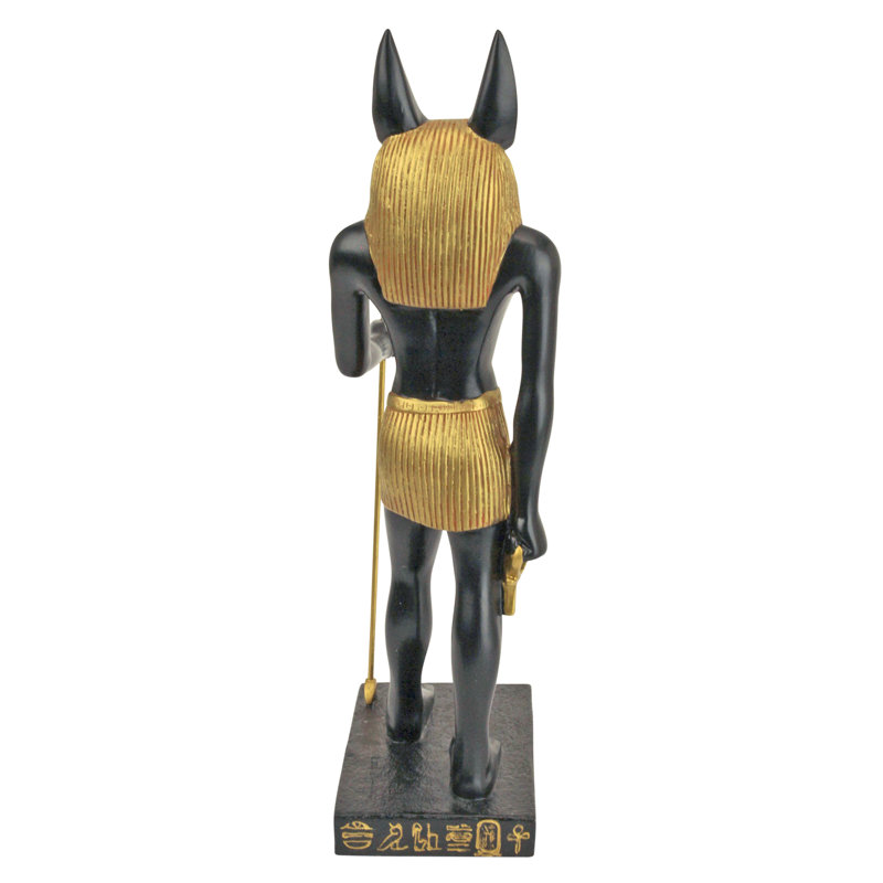 Anubis Black and Gold Resin Egyptian God Statue, 8.5 inches