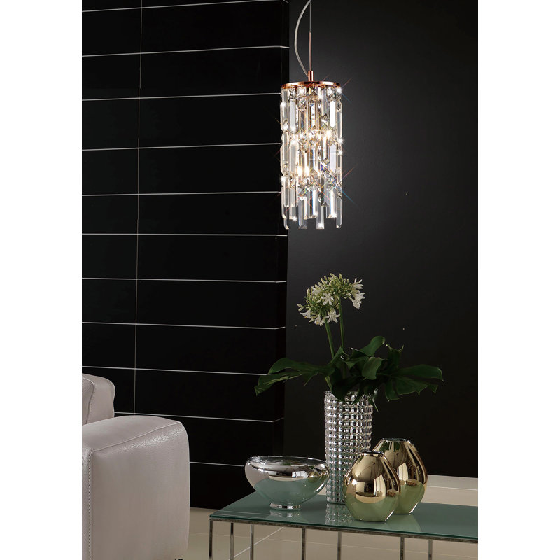 2 - Light Crystal Chandelier, Antique Brass