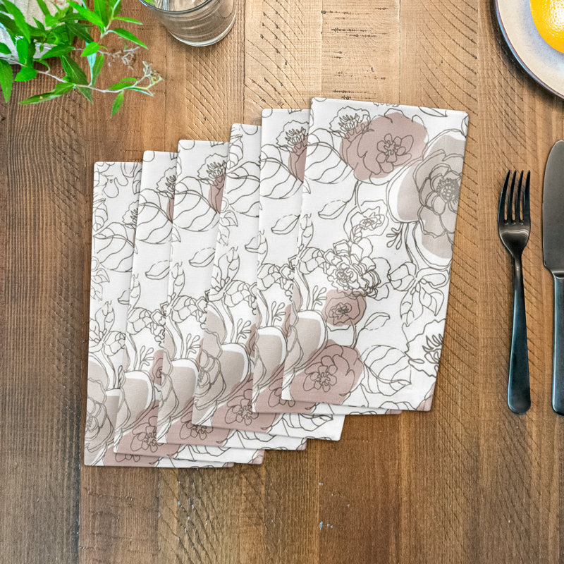 Floral 10" Rectangular Napkin, Cream
