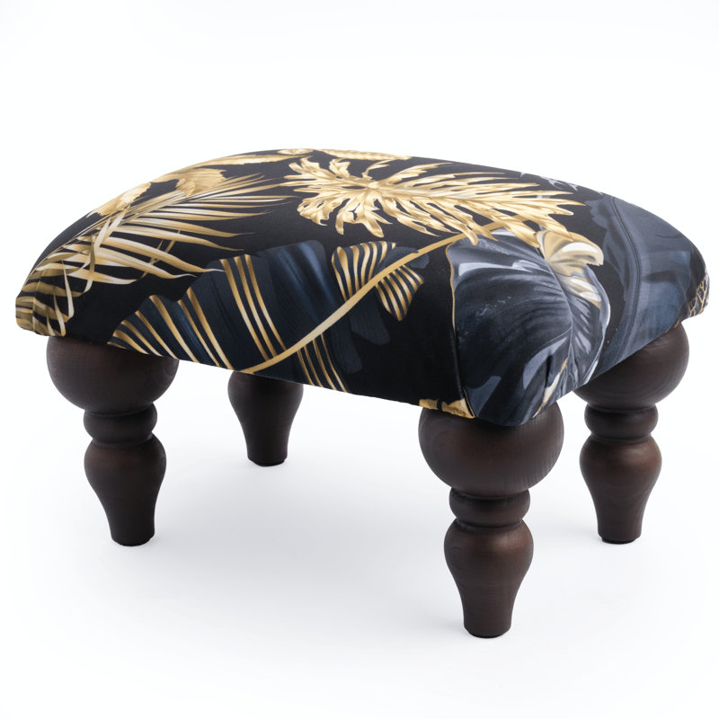 Gulsher 38cm Wide Velvet Floral Footstool Ottoman