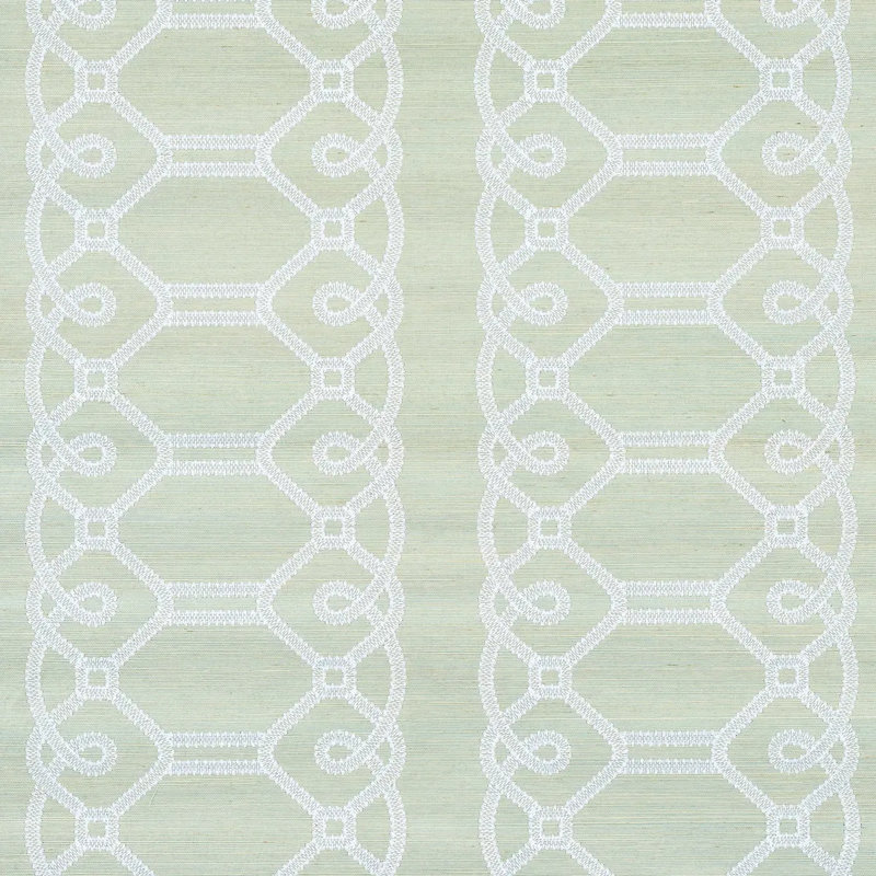 Ziz Embroidered Sisal Wallpaper, Mineral