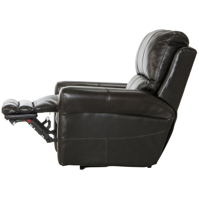 Union Point 38" Wide Swivel Standard Recliner, Chocolate Genuine Leather, Power