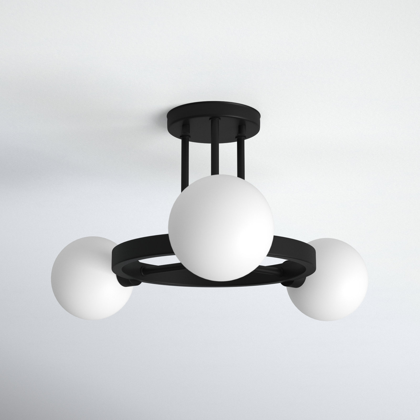Eveliina 3 Light Glass Semi Flush Mount, Midnight Black
