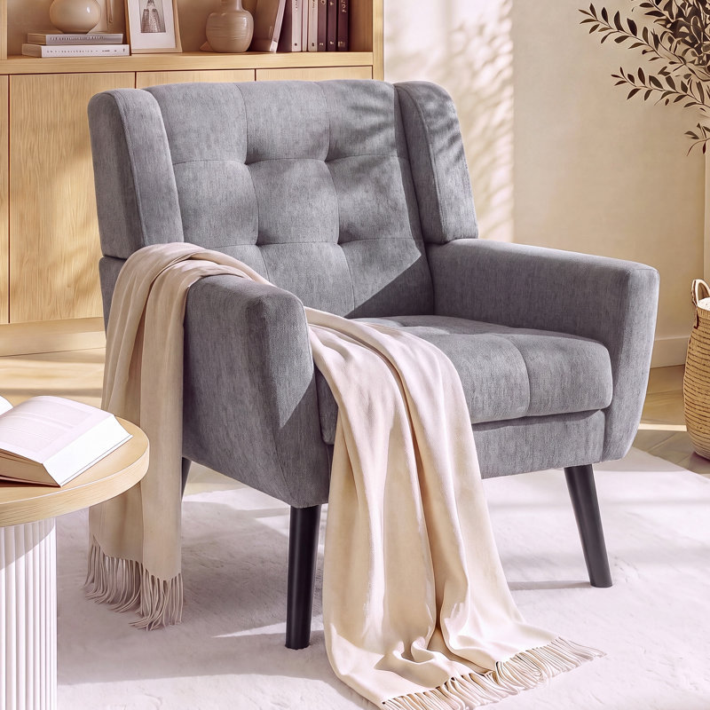 Fauteuil d'appoint Bolanle, Lin gris pâle