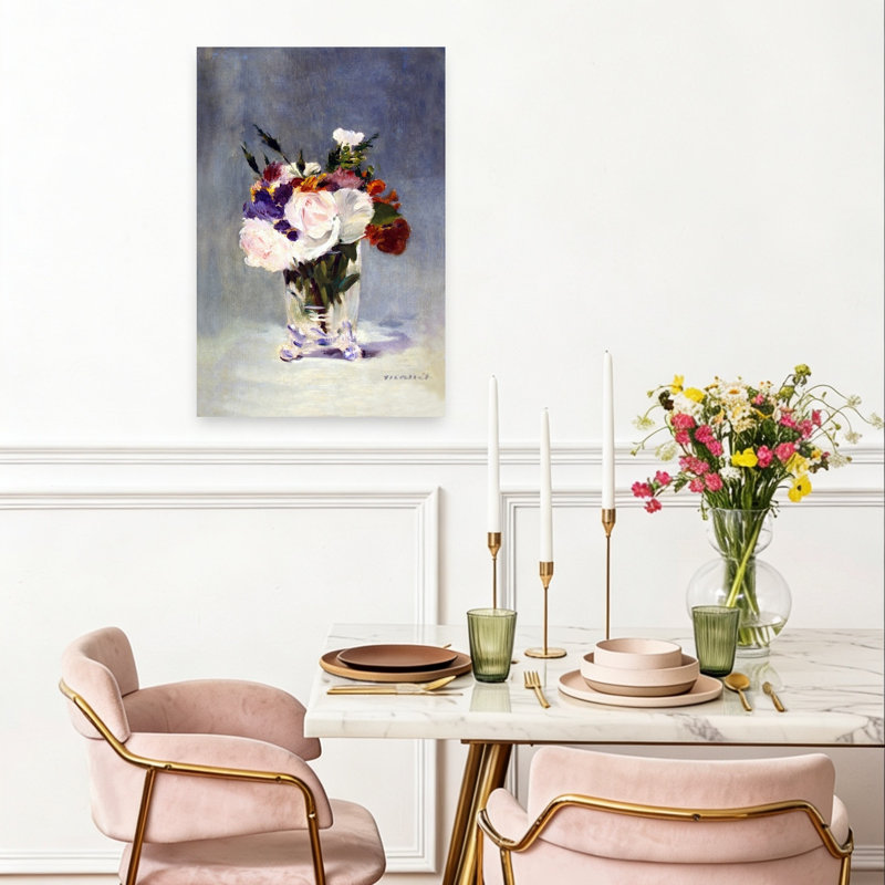 «Flowers In A Crystal Vase Classic Traditional Abstract Rose Flower Landscape», reproduction d'art mural, H 24 po x l 16 po