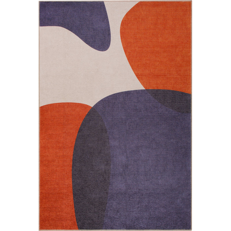 Tapis décoratif coloré à motif géométrique rétro, Rectangle 3 pi 10 po x 5 pi 3 po