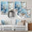 White And Blue Farmhouse Laundry Towels 2 - Laundry Metal Wall Art-1249381305