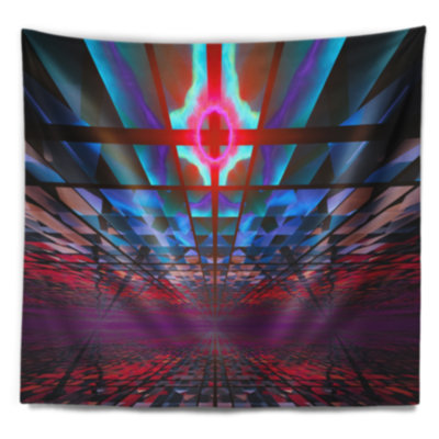 Tapisserie steampunk abstract blue cosmique horizons