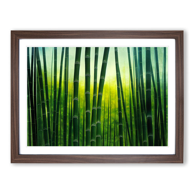 Cute Bamboo Forest - Framed Print, 46cm H x 64cm W x 2cm D, Walnut