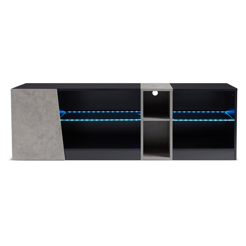 Ayuna Unfinished TV Stand for TVs up to 60", Black/Grey