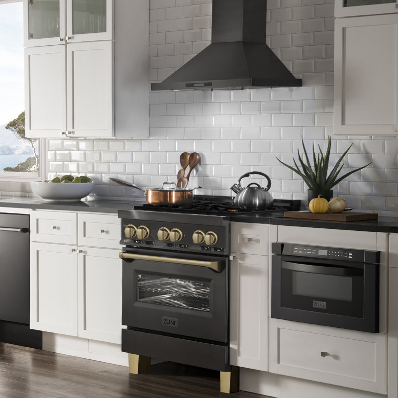 ZLINE Autograph 30" Legacy Dual Fuel Range, Champagne Bronze/Black Stainless Steel