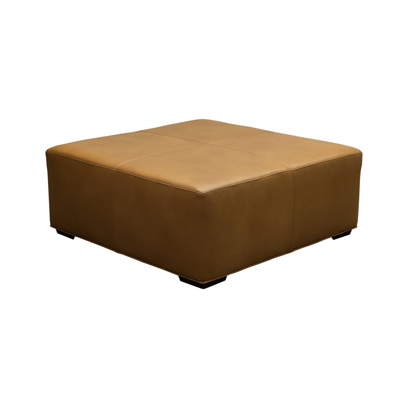 Cocktail Hour  Ottoman in Kudos Seagrass, Morgan Caramel