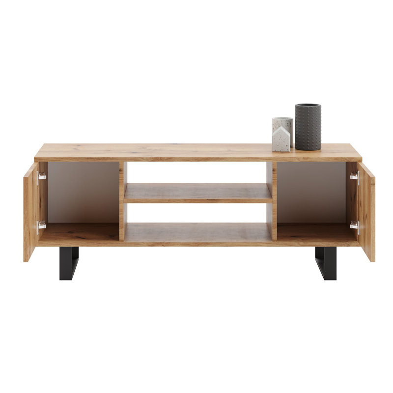 Focus loft RTV cabinet - herringbone decor - oak craft, 49cm H x 155cm L x 40cm D