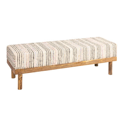 Tatum Mango Wood Bench with Upholstered Top