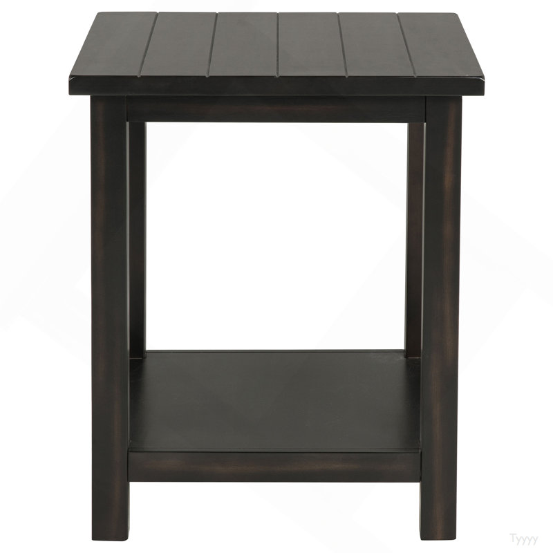 Castleton Distressed Java Wood End Table With Shelf