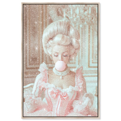 Oliver Gal Bubble Queen Glam - Diamond Dust Framed Canvas Art
