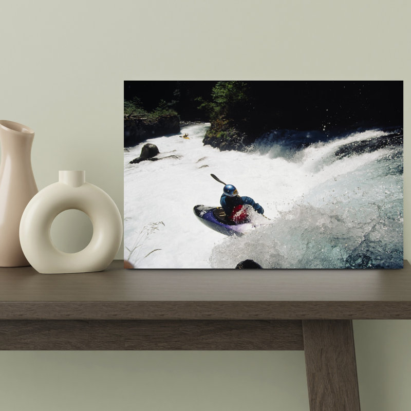 High Angle View Of A Person Kayaking In Rapid Water by Skip Brown - Print, 30.48 cm H x 45.72 cm W