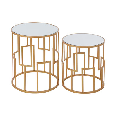 Ellzey Glass Top Drum Nesting Tables